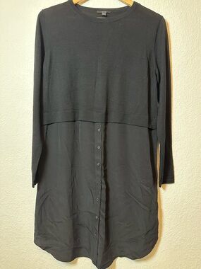 COS Black Wool Knit Top with Silk Dress Shirt Bottom